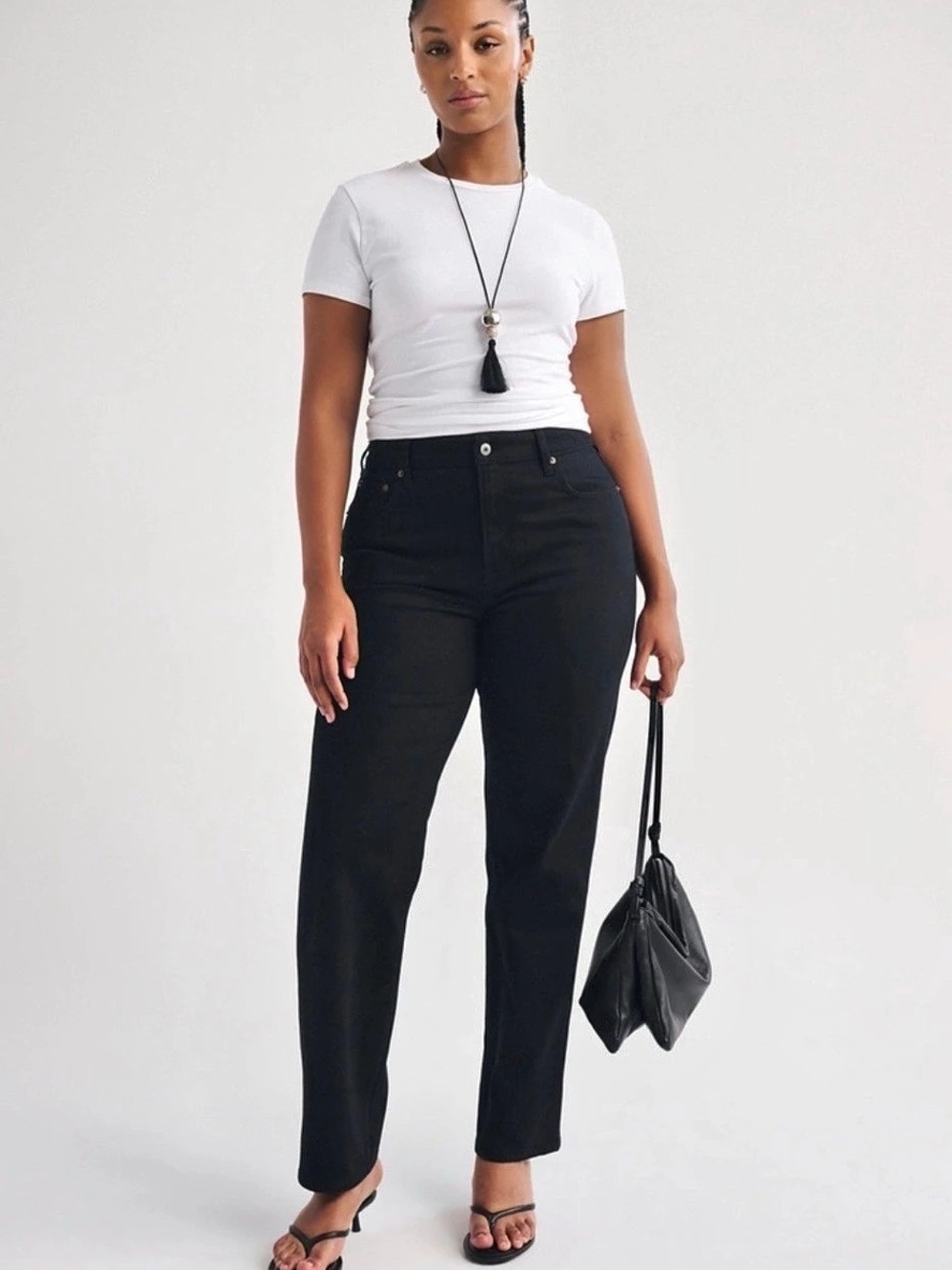 Abercrombie & Fitch The '90s Straight Ultra High Rise Curve Love Black Jeans 4L